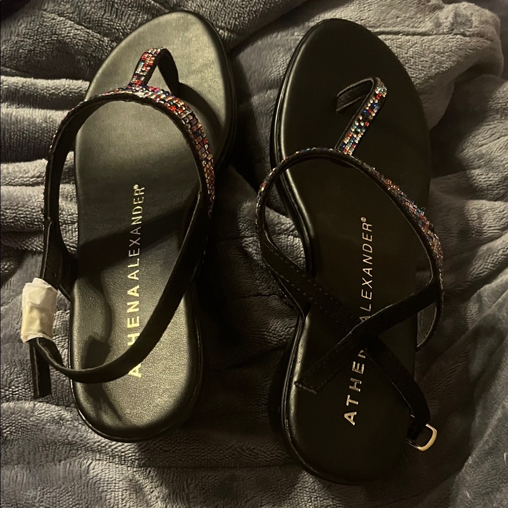 Athena Alexander Black and Multicolor Sandals